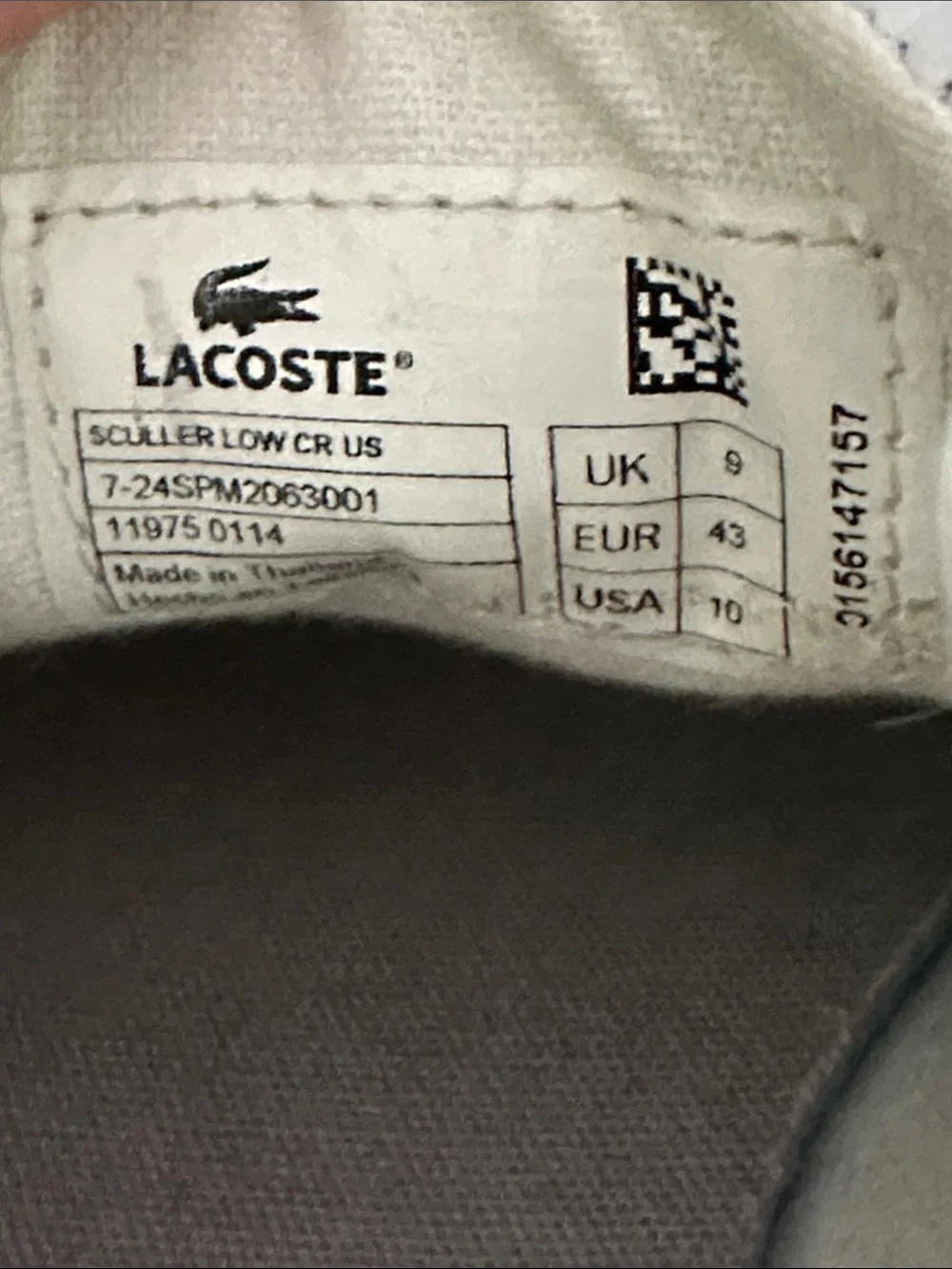 Lacoste Men’s White Leather Slip On Boat Shoe Size 10